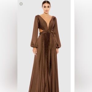 Mac Duggal Bronze Long Sleeve Gown